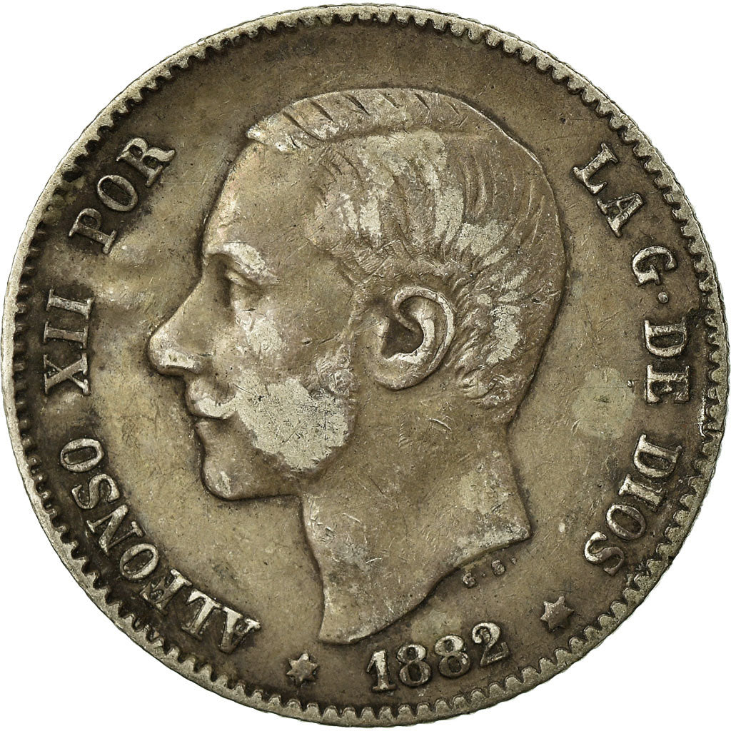 Coin, Spain, Alfonso XII, Peseta, 1882, Madrid, VF(30-35), Silver, KM:686