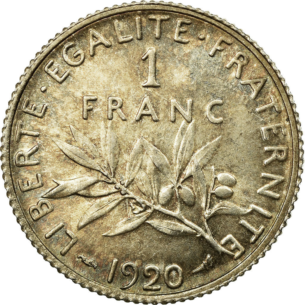 Coin, France, Semeuse, Franc, 1920, Paris, MS(65-70), Silver, KM:844.1