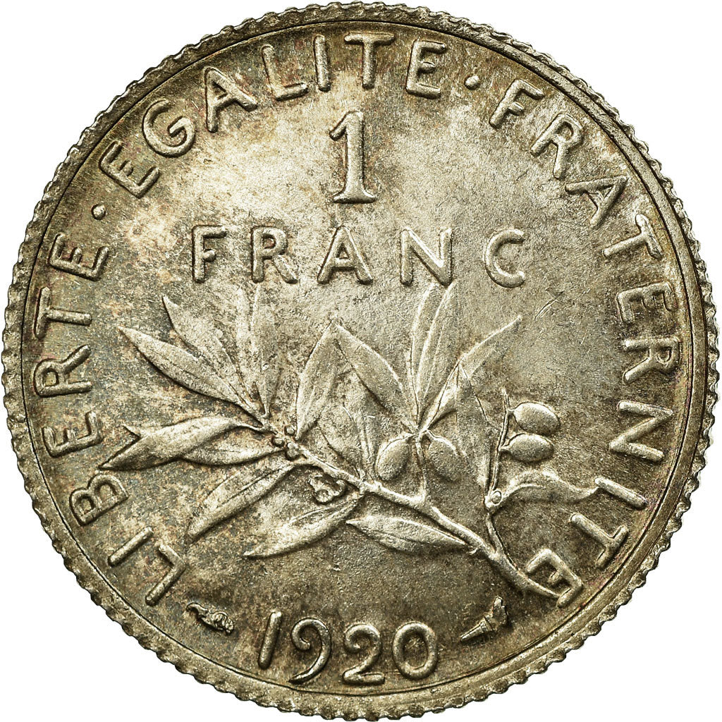 Coin, France, Semeuse, Franc, 1920, Paris, MS(65-70), Silver, KM:844.1