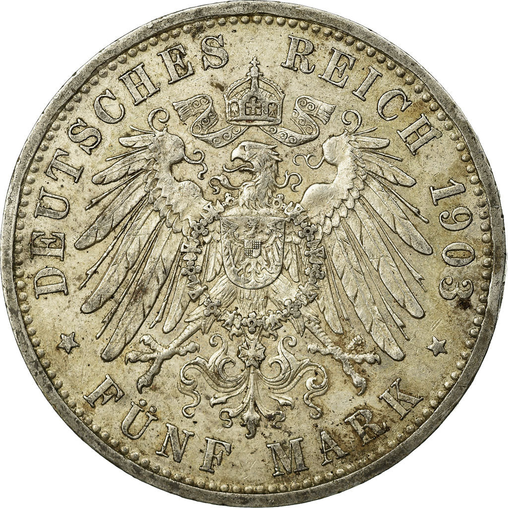 Coin, German States, BADEN, Friedrich I, 5 Mark, 1903, Karlsruhe, EF(40-45)