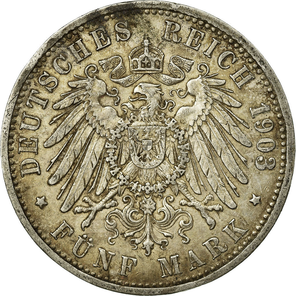 Coin, German States, BADEN, Friedrich I, 5 Mark, 1903, Karlsruhe, EF(40-45)