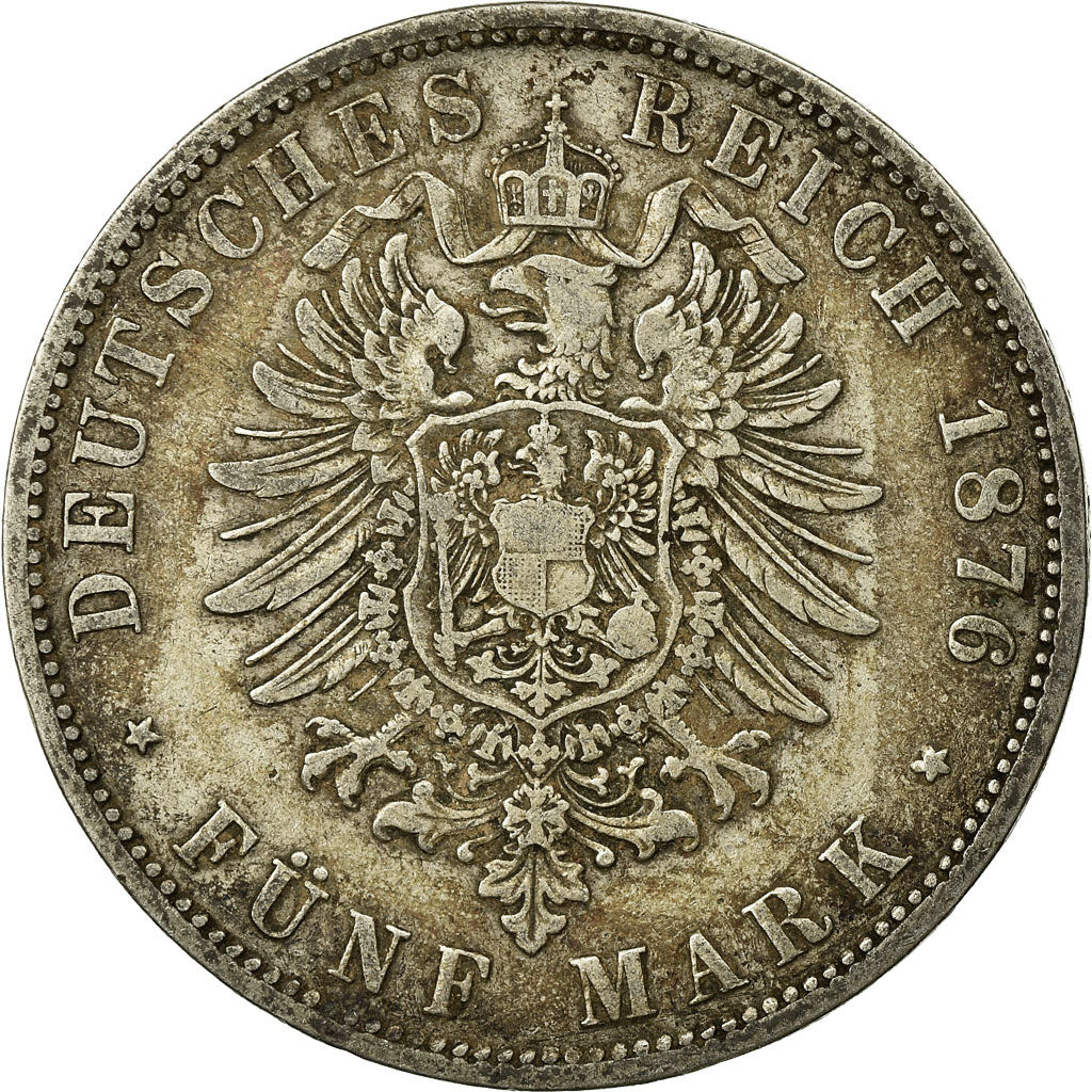 Coin, German States, PRUSSIA, Wilhelm I, 5 Mark, 1876, Berlin, VF(30-35)