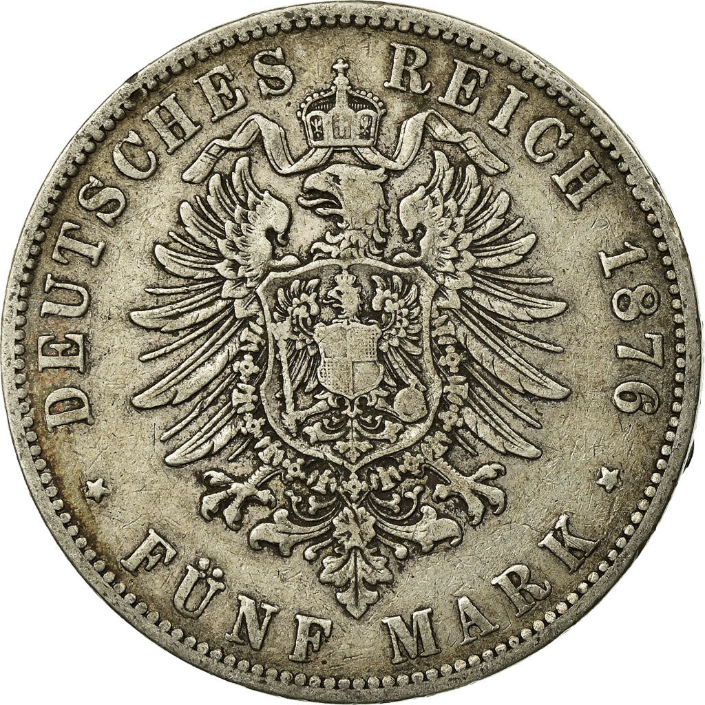 Coin, German States, PRUSSIA, Wilhelm I, 5 Mark, 1876, Berlin, VF(30-35)