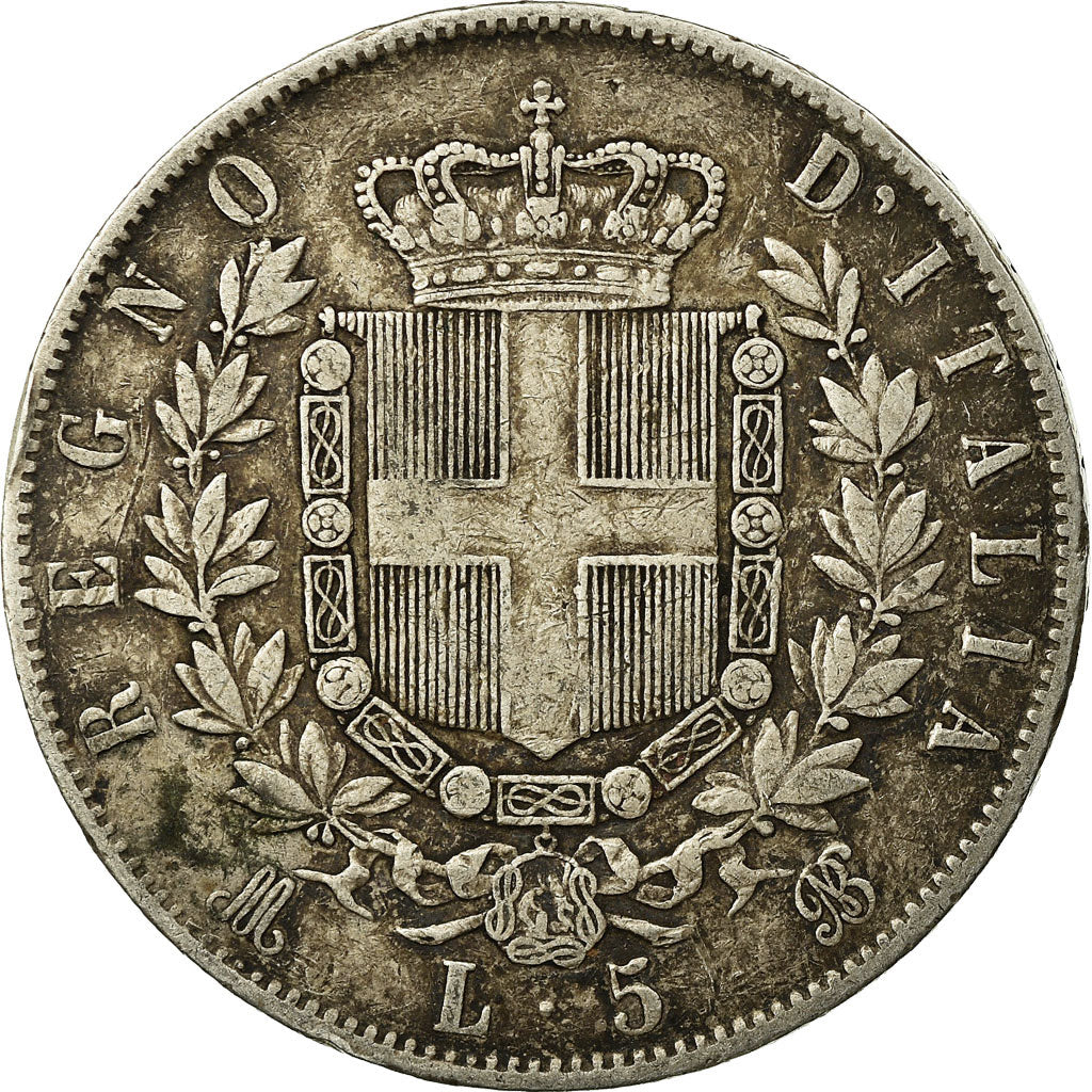 Moneta, Italia, Vittorio Emanuele II, 5 Lire, 1874, Milan, MB, Argento, KM:8.3