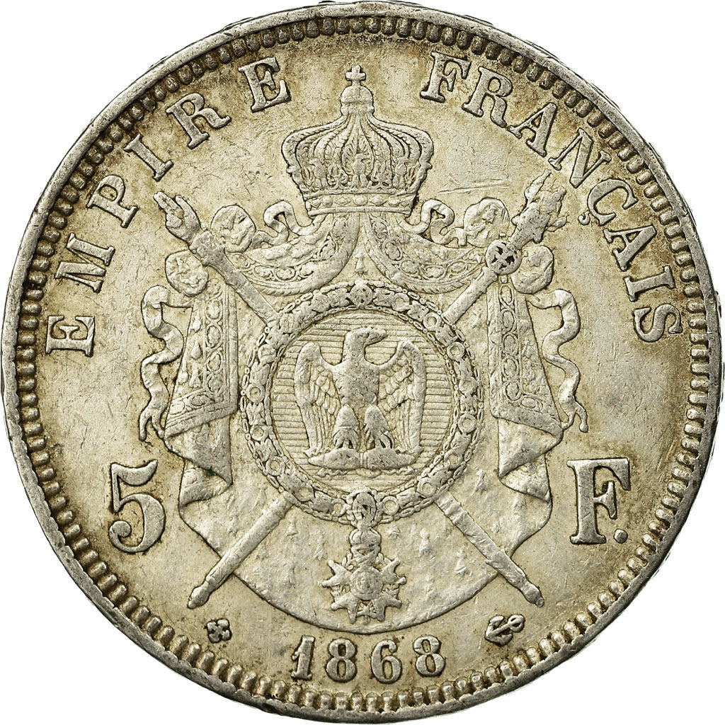 Coin, France, Napoléon III, 5 Francs, 1868, Strasbourg, EF(40-45), Silver