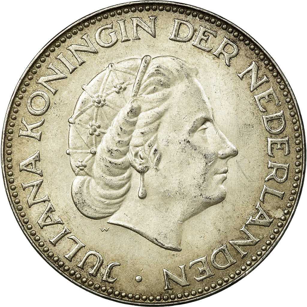 Coin, Netherlands, Juliana, 2-1/2 Gulden, 1959, MS(63), Silver, KM:185