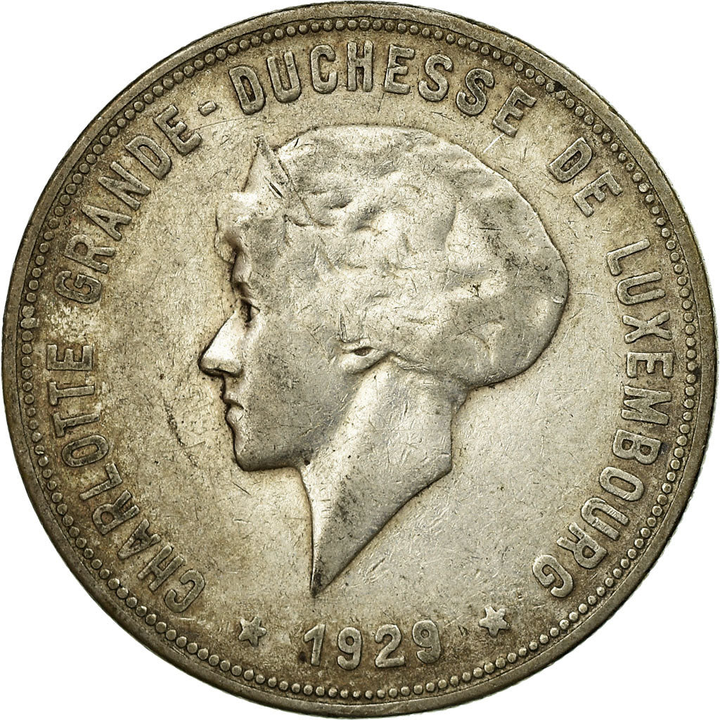 Coin, Luxembourg, Charlotte, 10 Francs, 1929, VF(30-35), Silver, KM:39