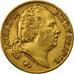 Moneta, Francia, Louis XVIII, 20 Francs, 1824, Paris, BB, Oro, KM:712.1