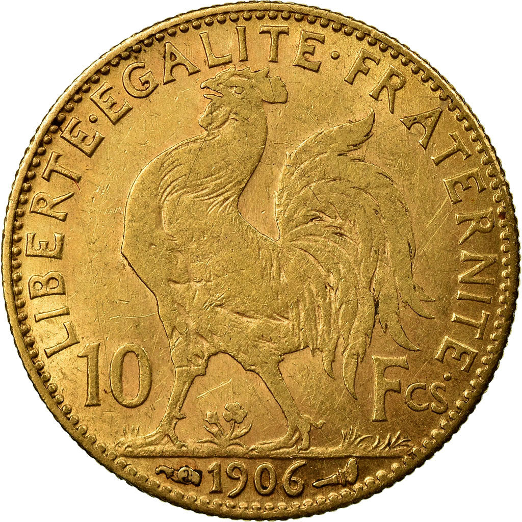 Munten, Frankrijk, Marianne, 10 Francs, 1906, Paris, ZF, Goud, KM:846