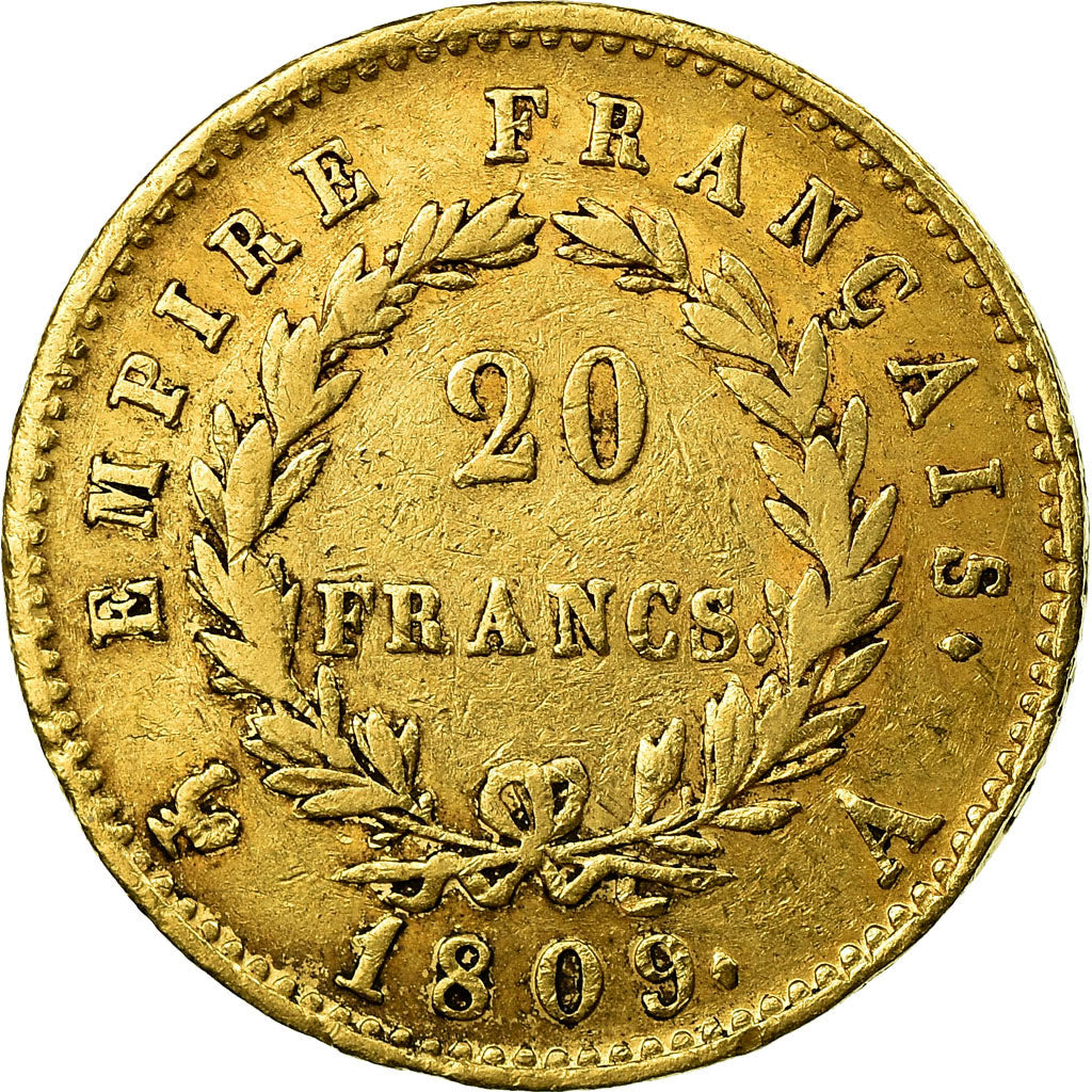 Munten, Frankrijk, Napoléon I, 20 Francs, 1809, Paris, ZF, Goud, KM:695.1