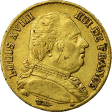 Coin, France, Louis XVIII, 20 Francs, 1814, Paris, VF(30-35), Gold, KM:706.1