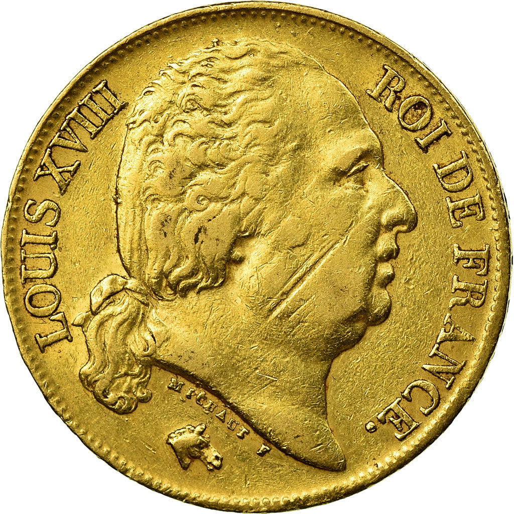Moneda, Francia, Louis XVIII, 20 Francs, 1817, Paris, MBC, Oro, KM:712.1