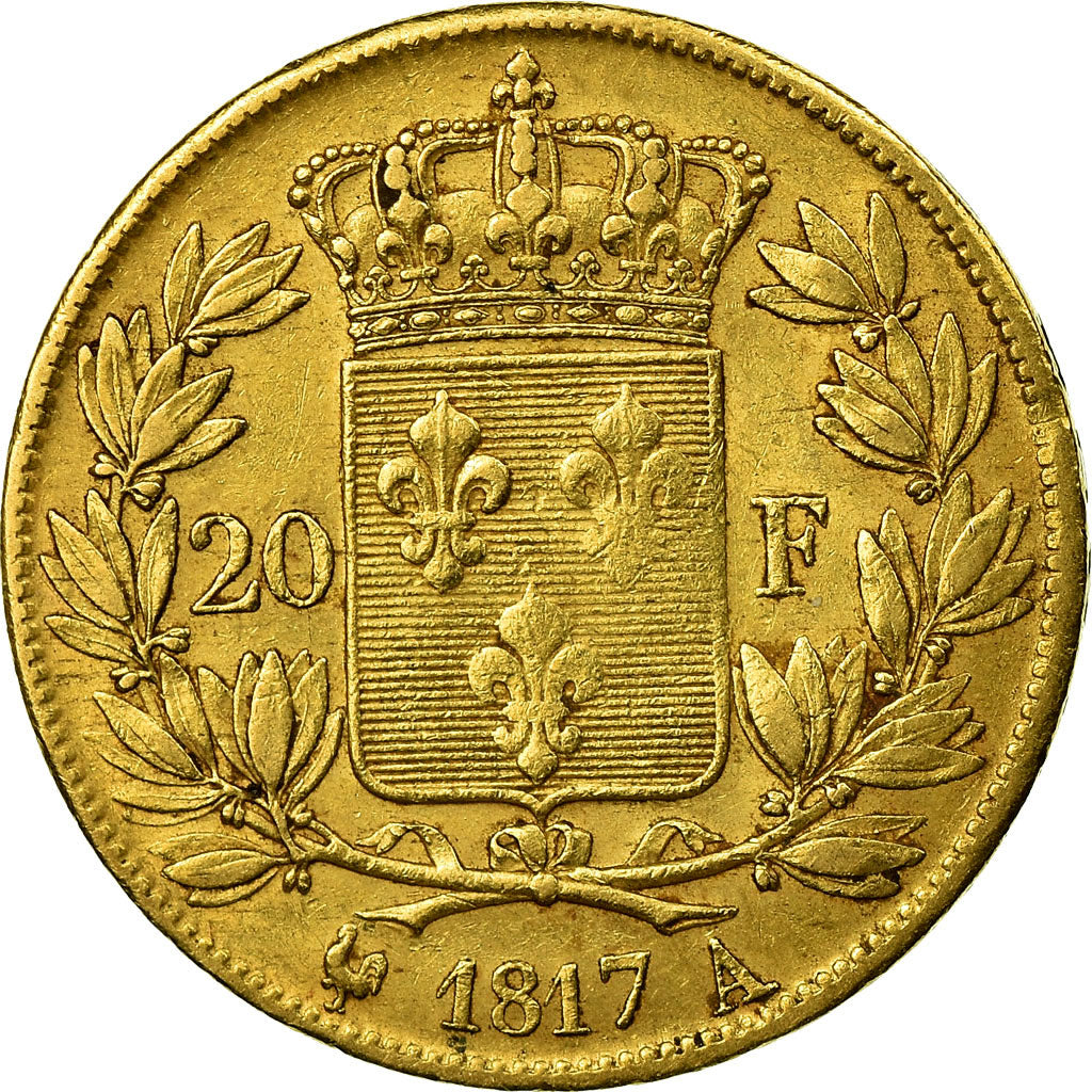 Moneda, Francia, Louis XVIII, 20 Francs, 1817, Paris, MBC, Oro, KM:712.1