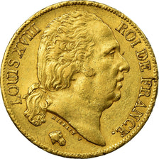 Munten, Frankrijk, Louis XVIII, 20 Francs, 1818, Paris, ZF+, Goud, KM:712.1