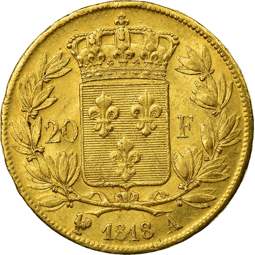 Munten, Frankrijk, Louis XVIII, 20 Francs, 1818, Paris, ZF+, Goud, KM:712.1
