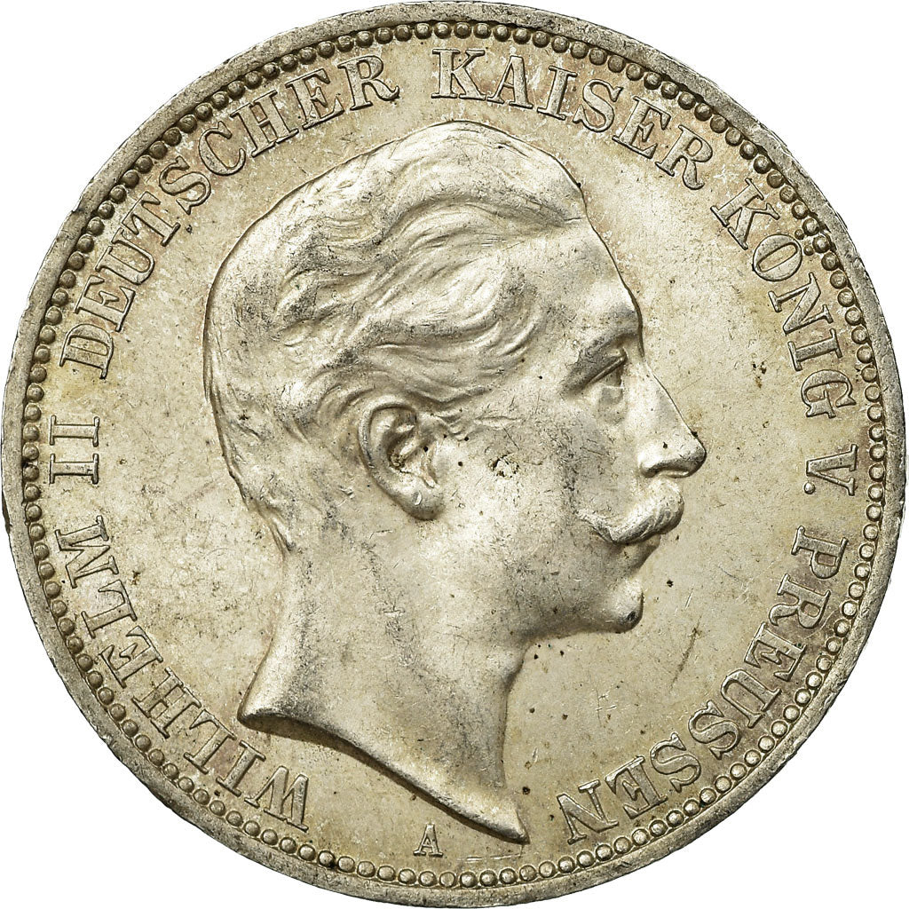 Coin, German States, PRUSSIA, Wilhelm II, 3 Mark, 1910, Berlin, AU(55-58)