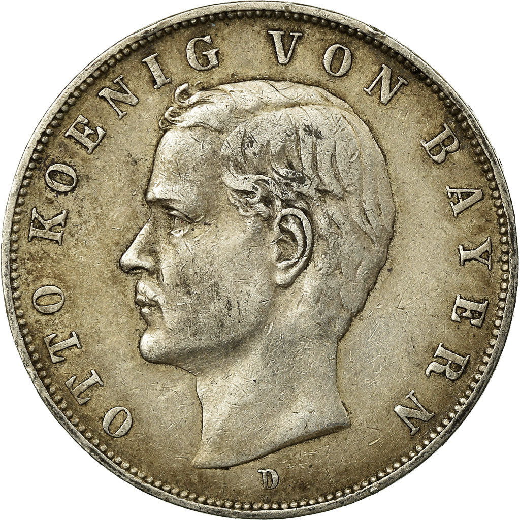 Coin, German States, BAVARIA, Otto, 3 Mark, 1909, Munich, EF(40-45), Silver
