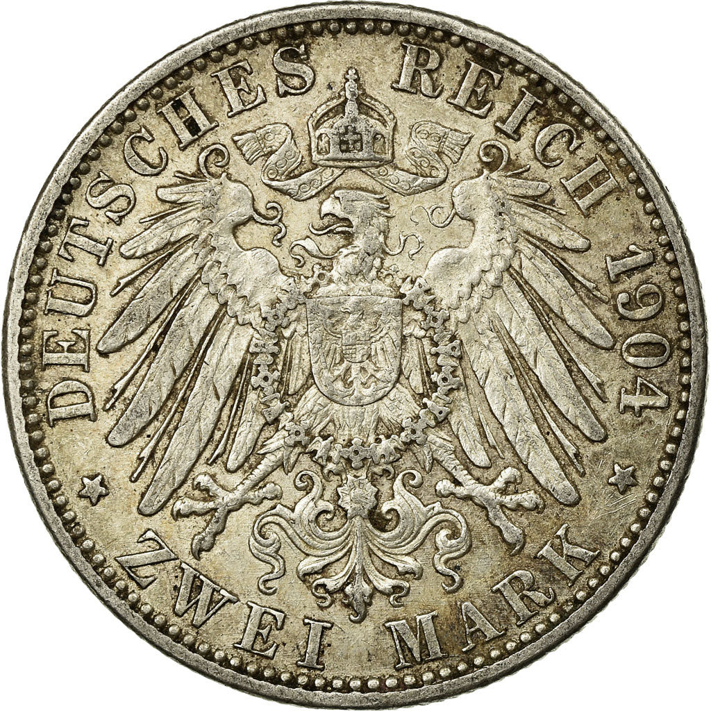 Coin, German States, BADEN, Friedrich I, 2 Mark, 1904, Stuttgart, EF(40-45)