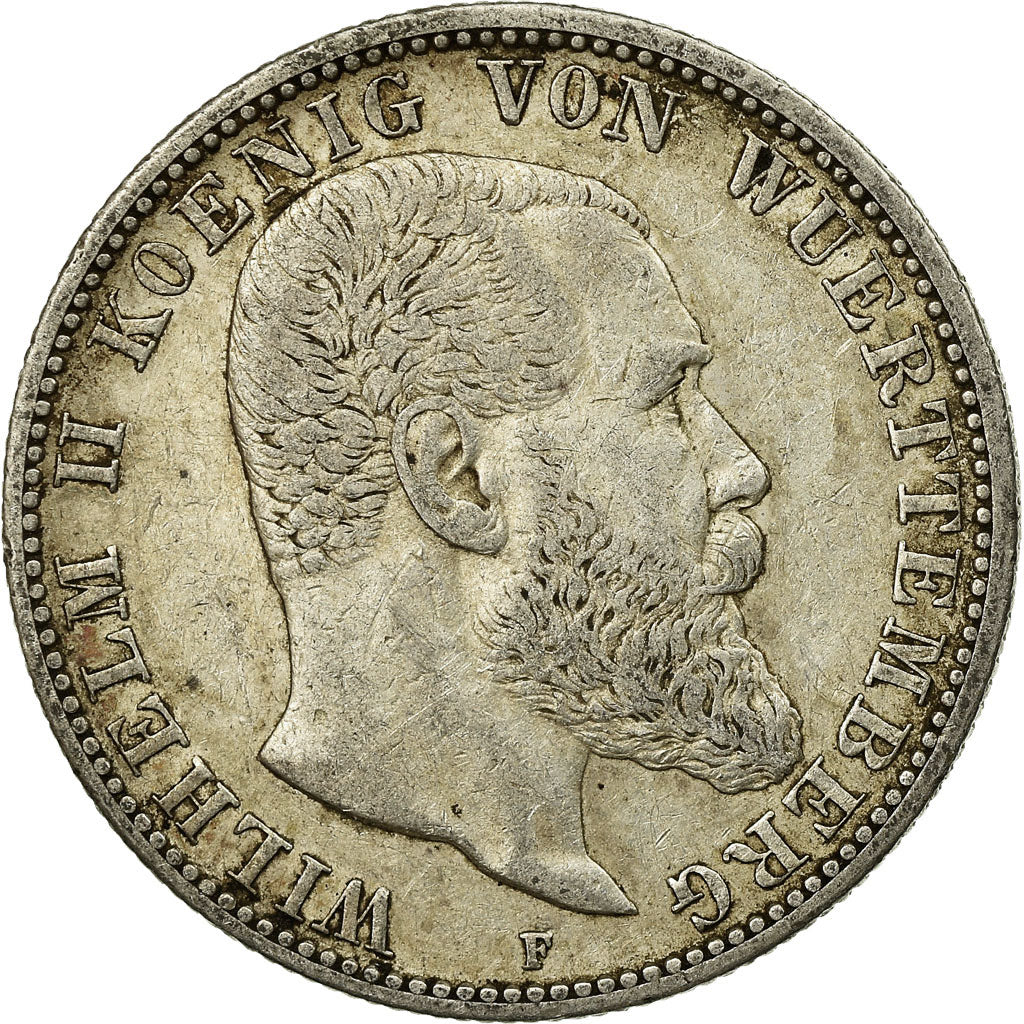 Coin, German States, WURTTEMBERG, Wilhelm II, 2 Mark, 1905, Freudenstadt