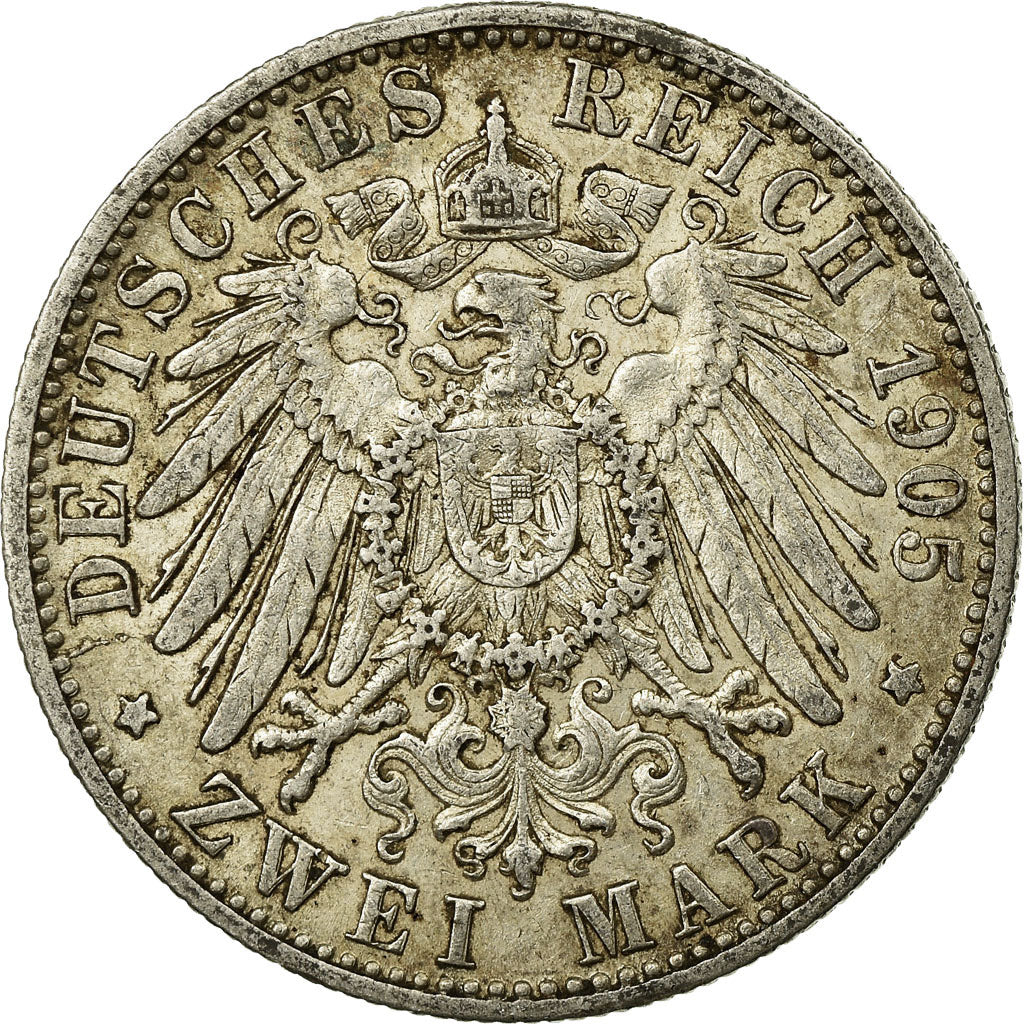 Coin, German States, WURTTEMBERG, Wilhelm II, 2 Mark, 1905, Freudenstadt