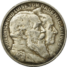 Coin, German States, BADEN, Friedrich I, 2 Mark, 1906, EF(40-45), Silver, KM:276