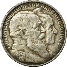 Moeda, Estados Alemães, BADEN, Friedrich I, 2 Mark, 1906, EF(40-45), Prata