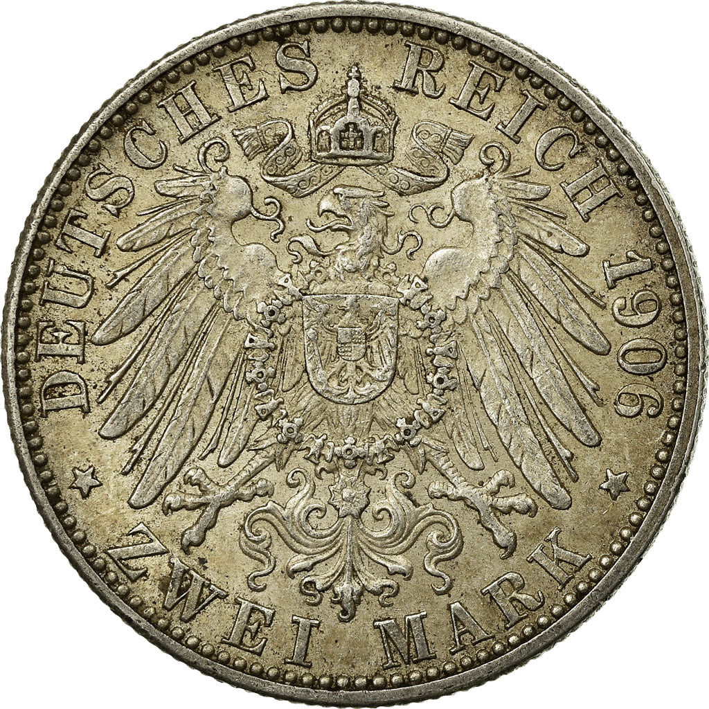 Coin, German States, BADEN, Friedrich I, 2 Mark, 1906, EF(40-45), Silver, KM:276