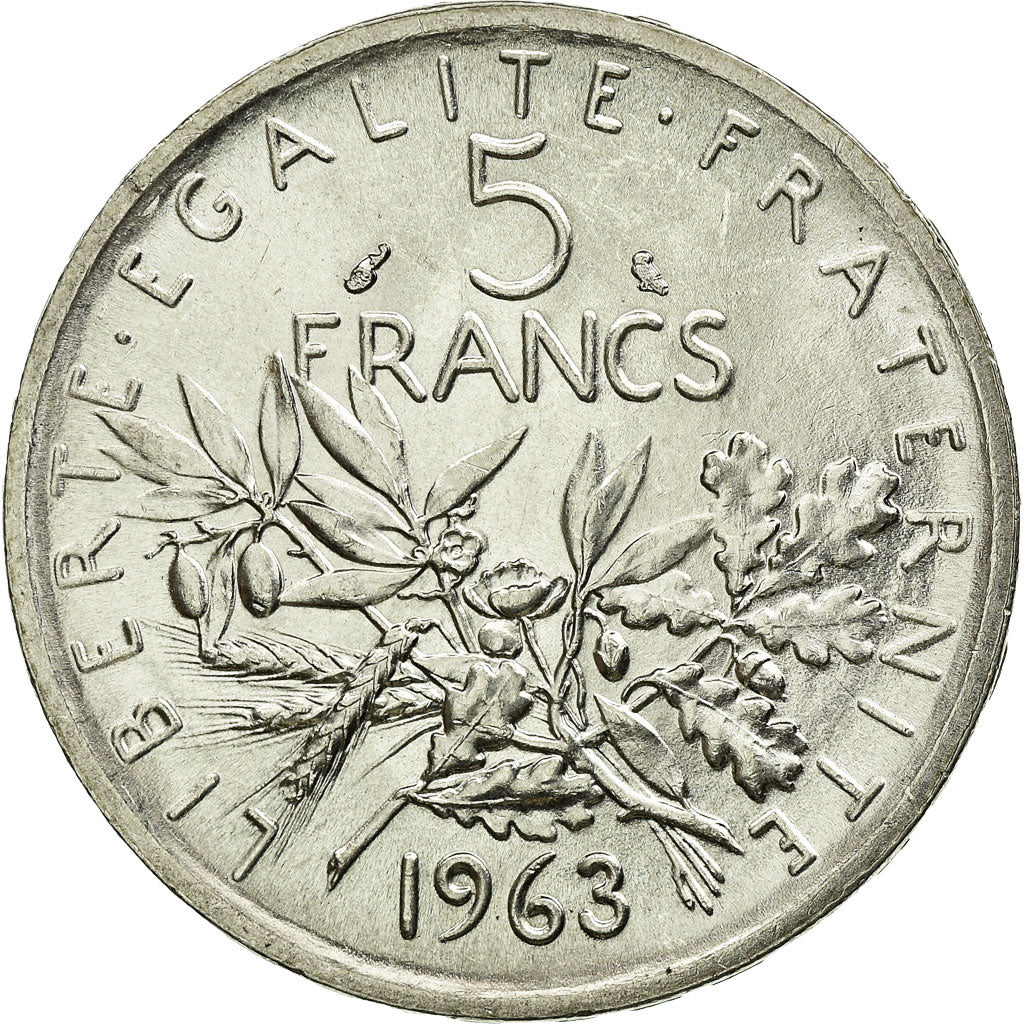 Coin, France, Semeuse, 5 Francs, 1963, MS(64), Silver, KM:926, Gadoury:770