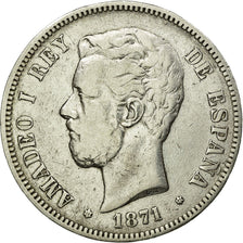 Monnaie, Espagne, Amadeao I, 5 Pesetas, 1871, Madrid, TB+, Argent, KM:666