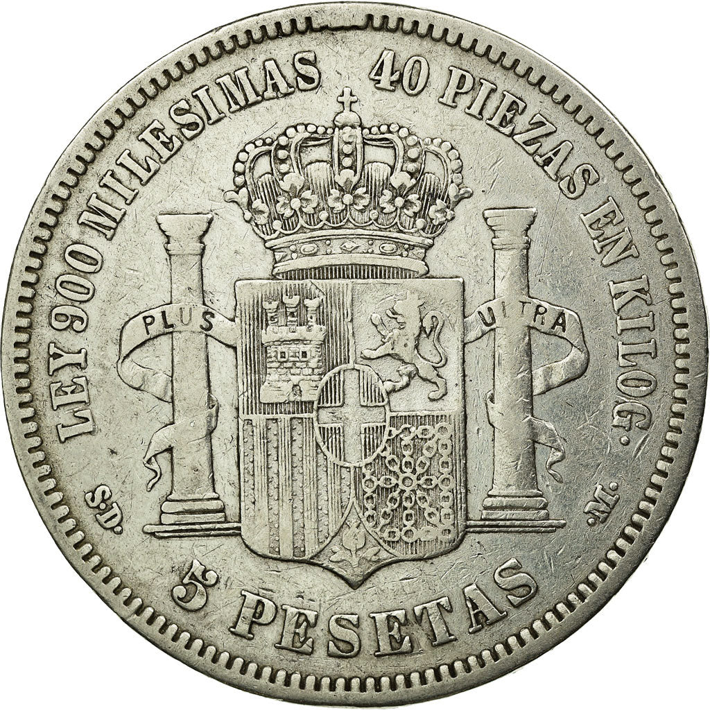 Monnaie, Espagne, Amadeao I, 5 Pesetas, 1871, Madrid, TB+, Argent, KM:666