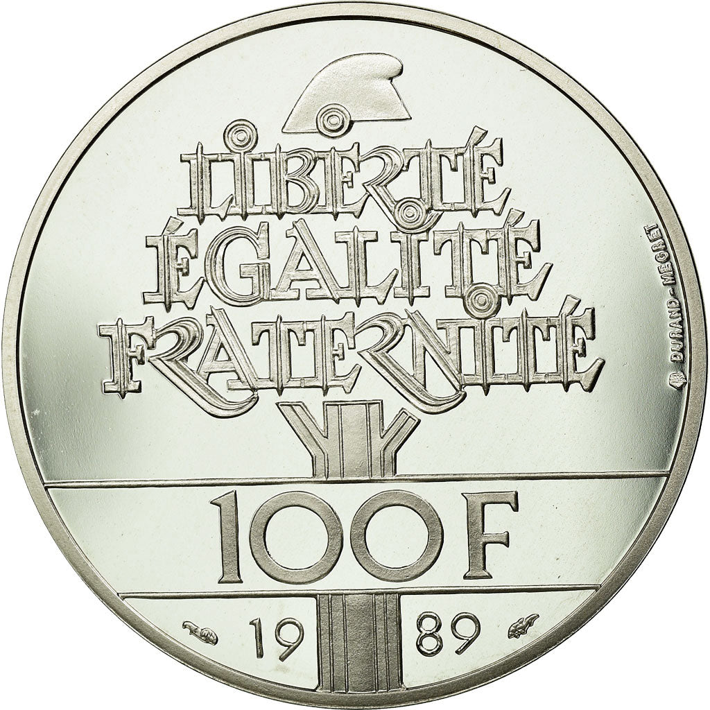 Moneta, Francia, Droits de l'Homme, 100 Francs, 1989, Proof, FDC, Argento