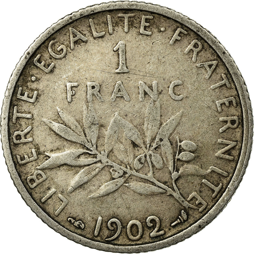 Moneta, Francia, Semeuse, Franc, 1902, Paris, BB, Argento, KM:844.1, Gadoury:467