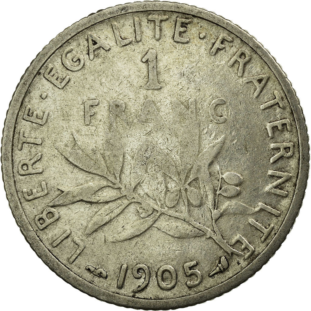 Moneta, Francia, Semeuse, Franc, 1905, Paris, MB, Argento, KM:844.1, Gadoury:467
