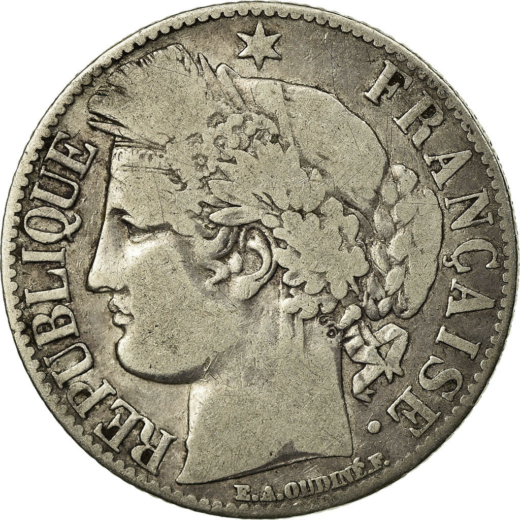 Moeda, França, Cérès, Franc, 1872, Paris, VF(20-25), Prata, KM:822.1