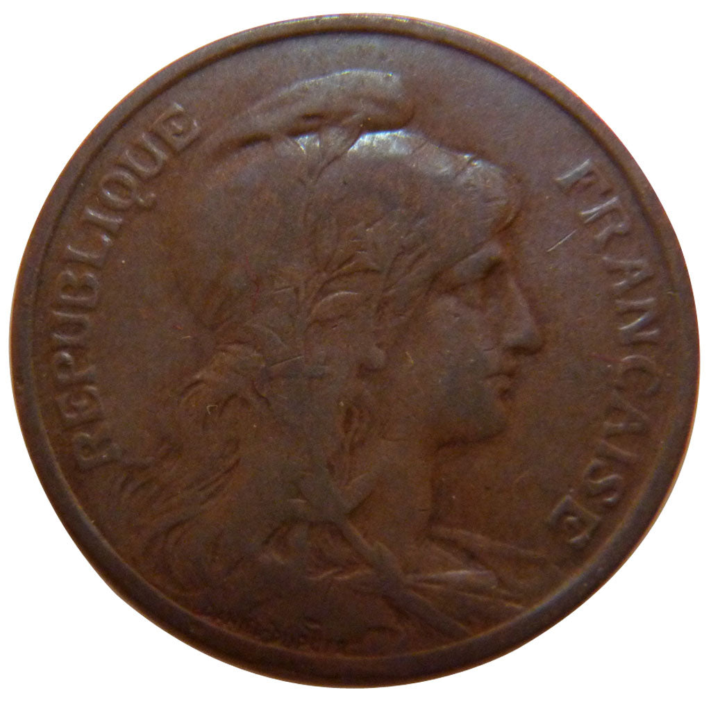 FRANCE, Dupuis, 5 Centimes, 1910, Paris, KM #842, VF(30-35), Bronze, 25.1,...