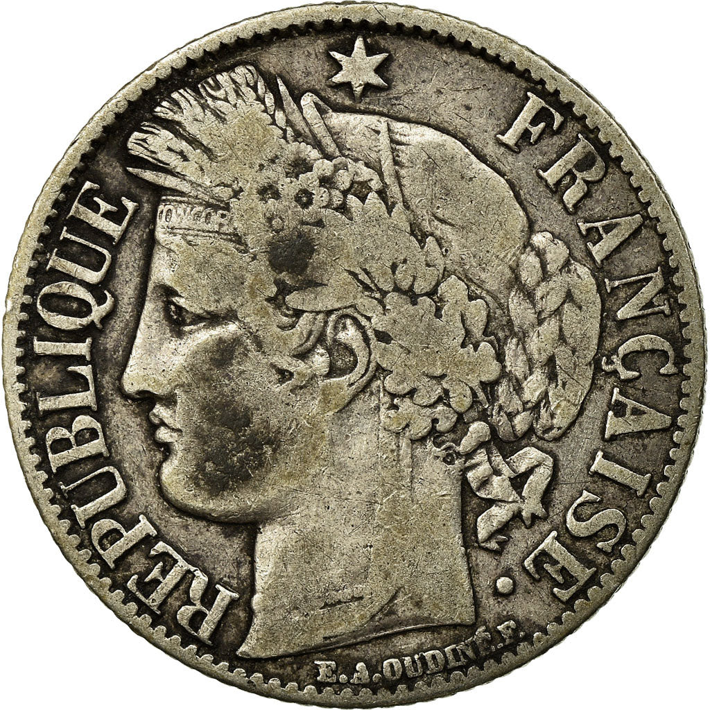 Coin, France, Cérès, Franc, 1872, Bordeaux, VF(20-25), Silver, KM:822.2
