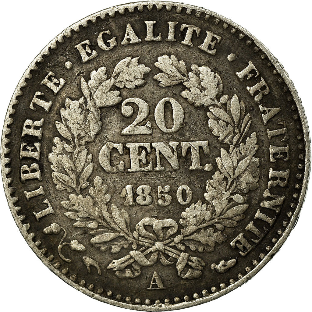 Coin, France, Cérès, 20 Centimes, 1850, Paris, VF(30-35), Silver, KM:758.1