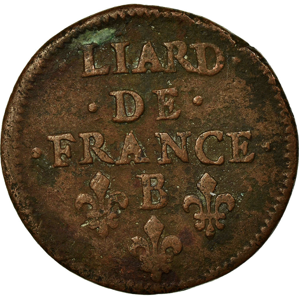 Moneta, Francia, Louis XIV, Liard de France, 1656, Pont-de-l'Arche, MB, Rame