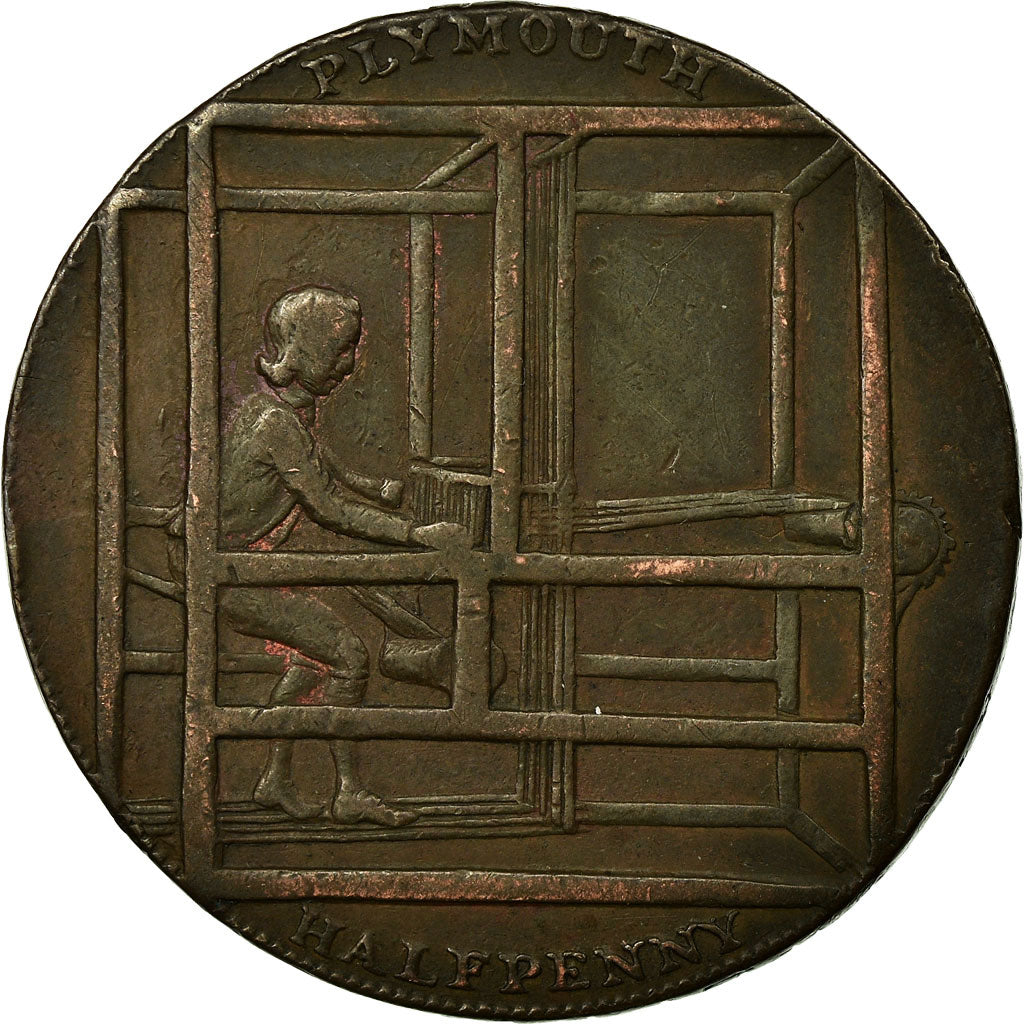 Coin, Great Britain, Devon, Halfpenny Token, 1796, Plymouth, EF(40-45), Copper