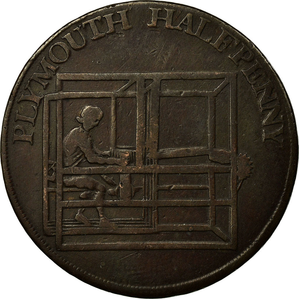 Coin, Great Britain, Devon, Halfpenny Token, 1796, Plymouth, VF(30-35), Copper