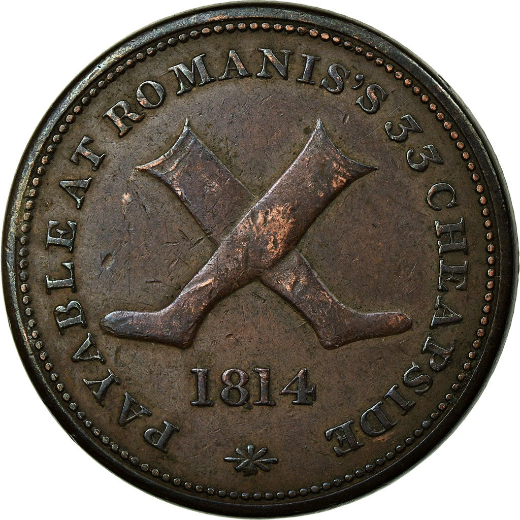 Coin, Great Britain, Robert Romanis, Halfpenny Token, 1814, London, EF(40-45)