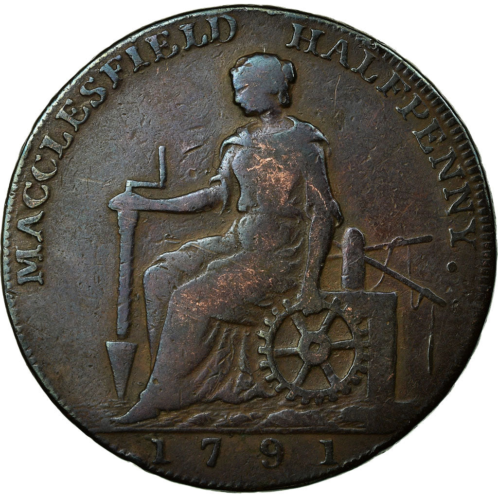 Coin, Great Britain, Cheshire, Halfpenny Token, 1791, Macclesfield, VF(20-25)