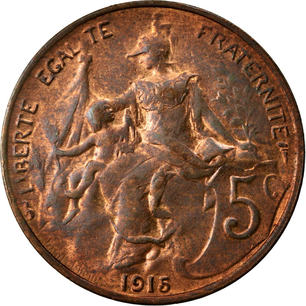 Coin, France, Dupuis, 5 Centimes, 1915, Paris, AU(55-58), Bronze, KM:842