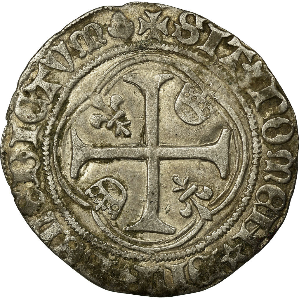 Moneta, Francia, Charles VII, Blanc à la couronne, Laon, BB, Biglione