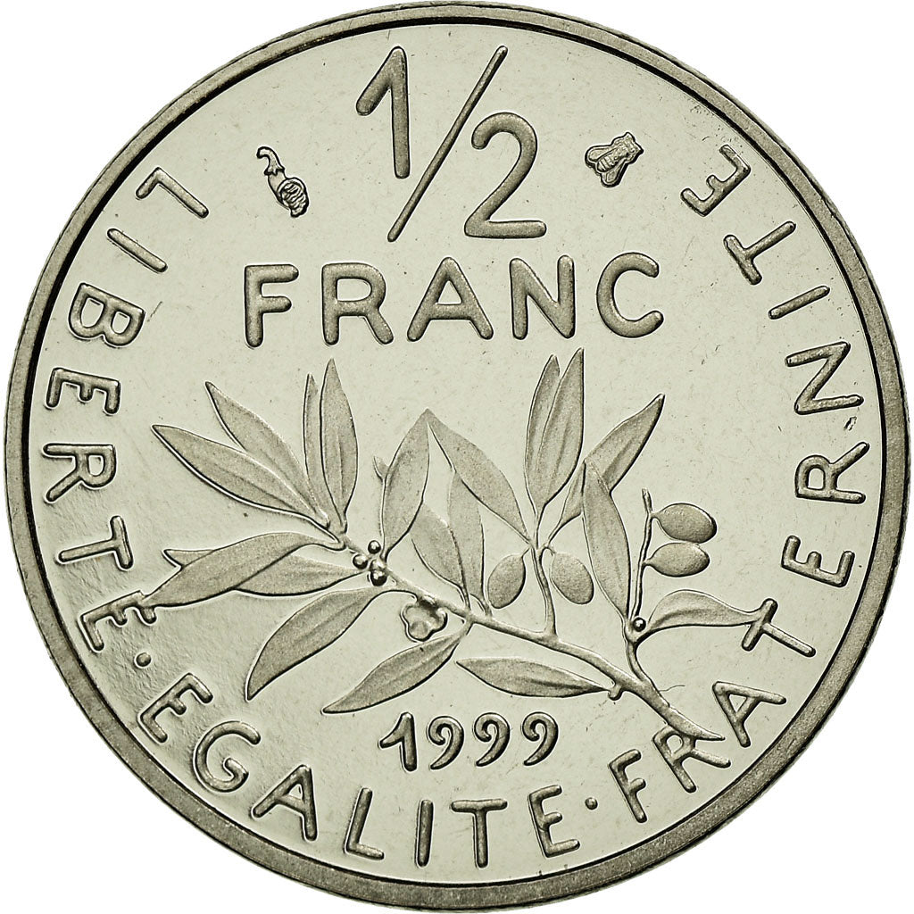 Moneta, Francia, Semeuse, 1/2 Franc, 1999, Proof, FDC, Nichel, KM:931.2