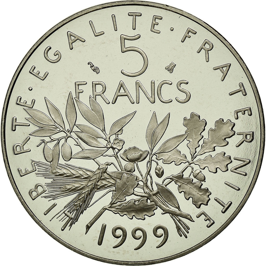 Munten, Frankrijk, Semeuse, 5 Francs, 1999, Paris, Proof, FDC, Nickel Clad