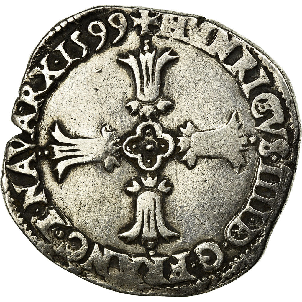 Münze, Frankreich, Henri IV, 1/4 Ecu, 1599, Bayonne, S+, Silber, Sombart:4686