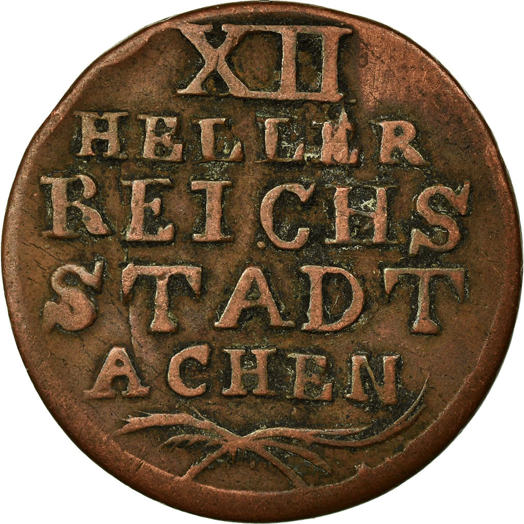 Coin, German States, AACHEN, 12 Heller, 1792, VF(20-25), Copper, KM:51
