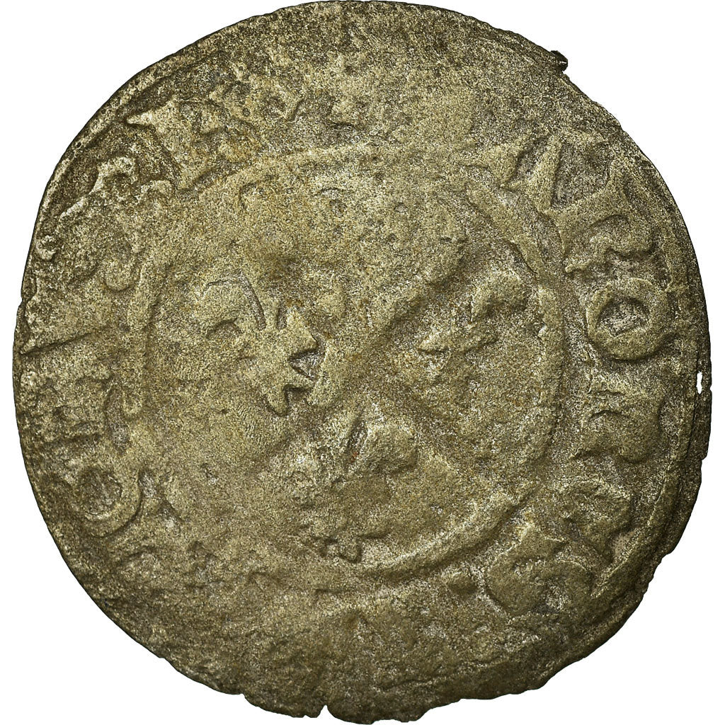 Munten, Frankrijk, Charles VI, Double Tournois, Uncertain Mint, ZG+, Billon