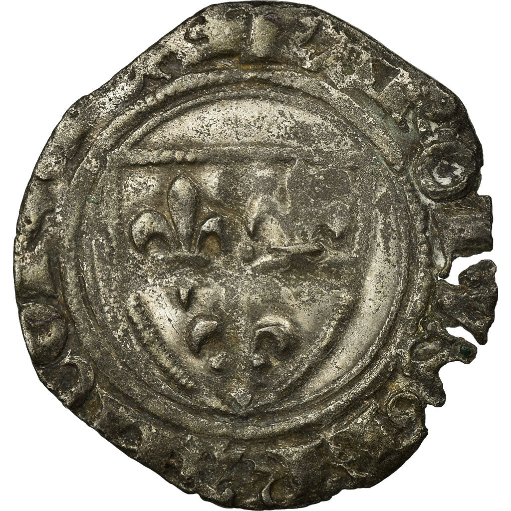 Münze, Frankreich, Charles VI, Demi Blanc Guénar, Uncertain Mint, S+, Billon